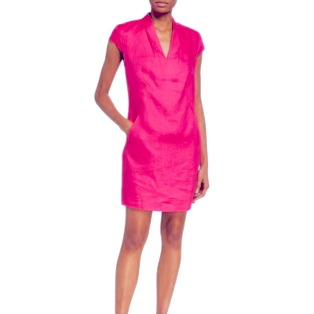 Neiman Marcus Cap Sleeve Linen Shift Mini Dress Size M